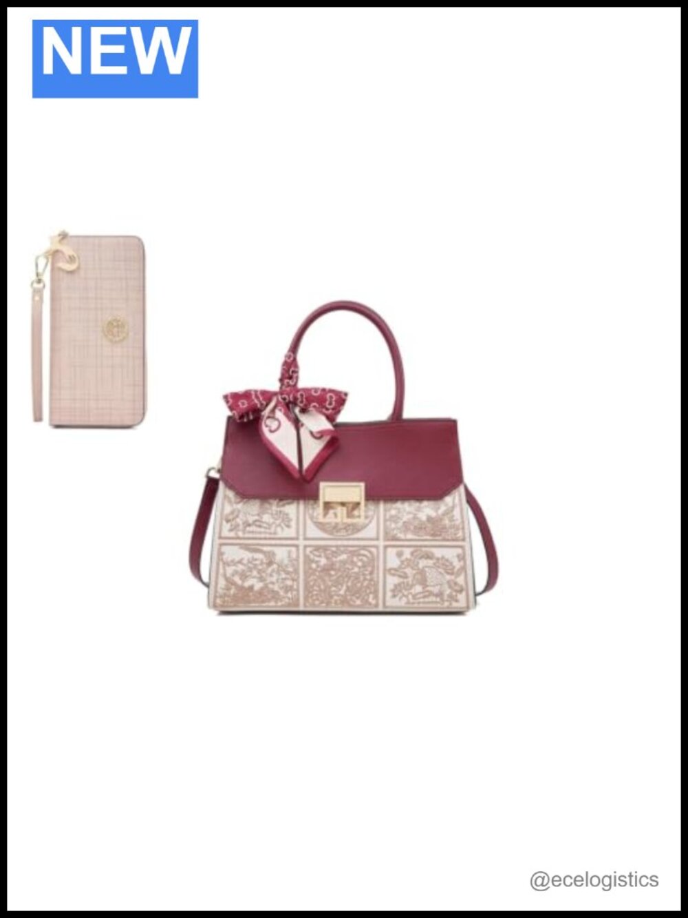 Medium Tote Bag with Detachable Strap and Leather Wallet Set